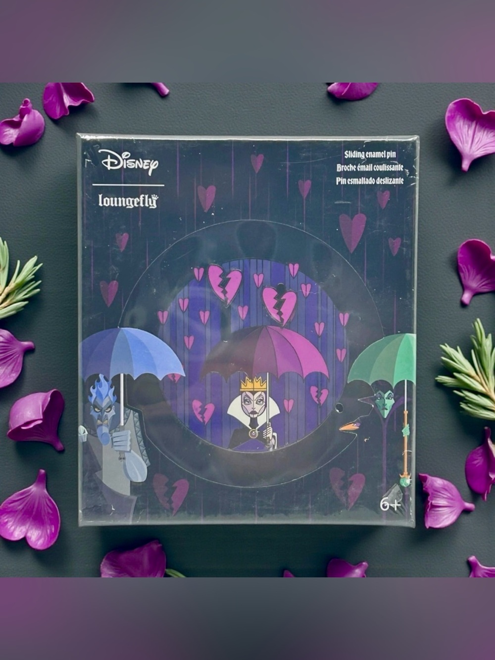 Loungefly Disney Villains Curse Your Hearts Pin LE 1700 3" Boxed Slide Pin NWT